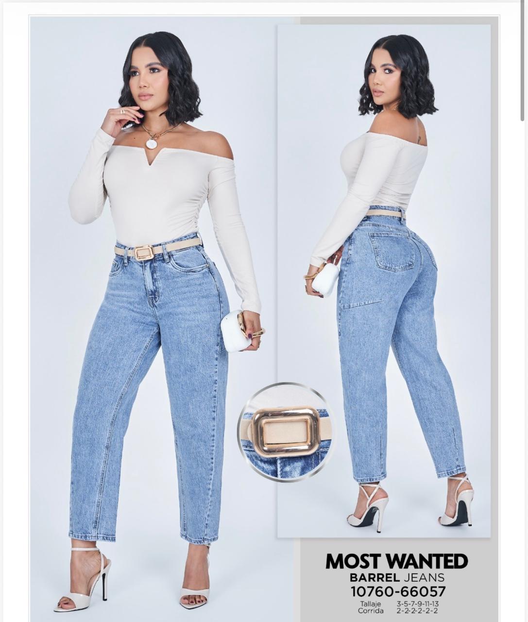 JEAN "MOST WANTED" ESTILO BARREL - LAVADO ÁCIDO CLARO