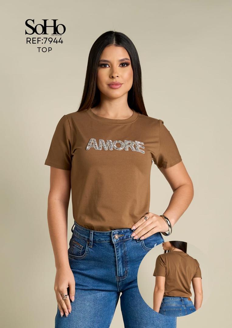 T-SHIRT TOP "SOHO" AMORE RHINESTONE PACK