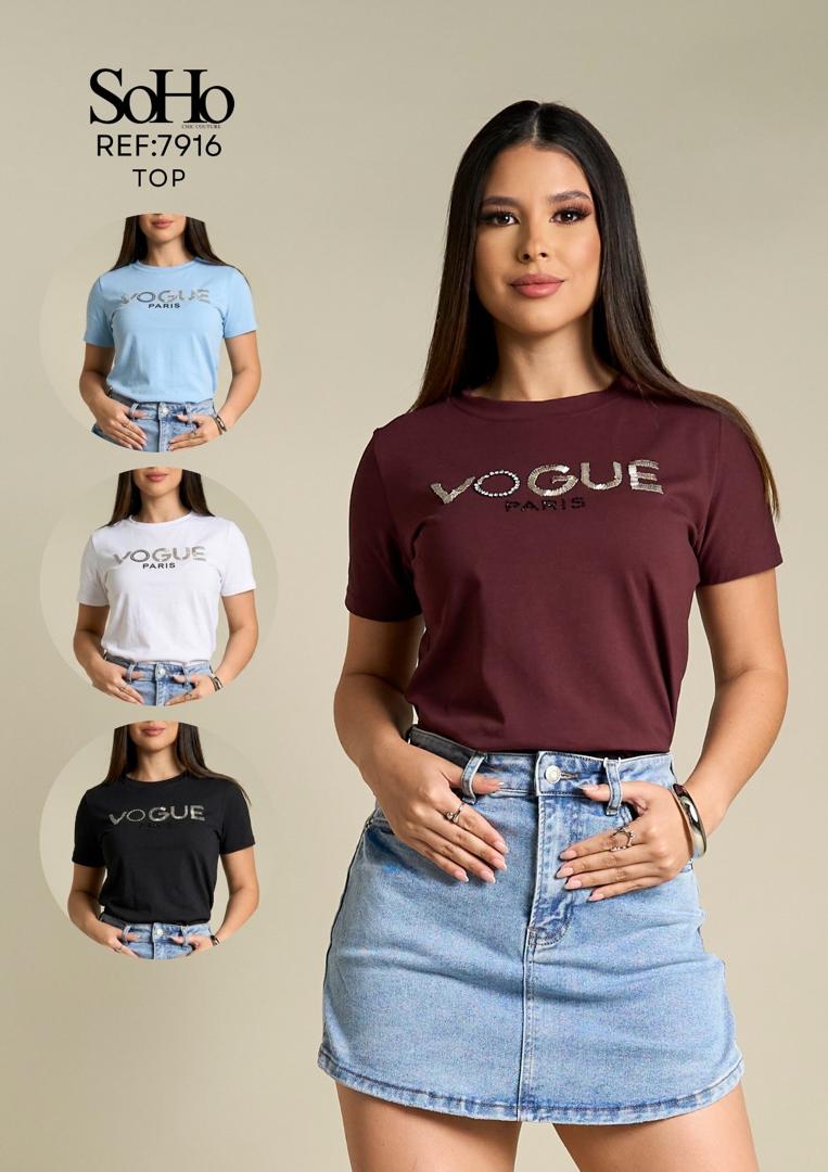 T-SHIRT TOP "SOHO" VOGUE PARIS RHINESTONE PACK