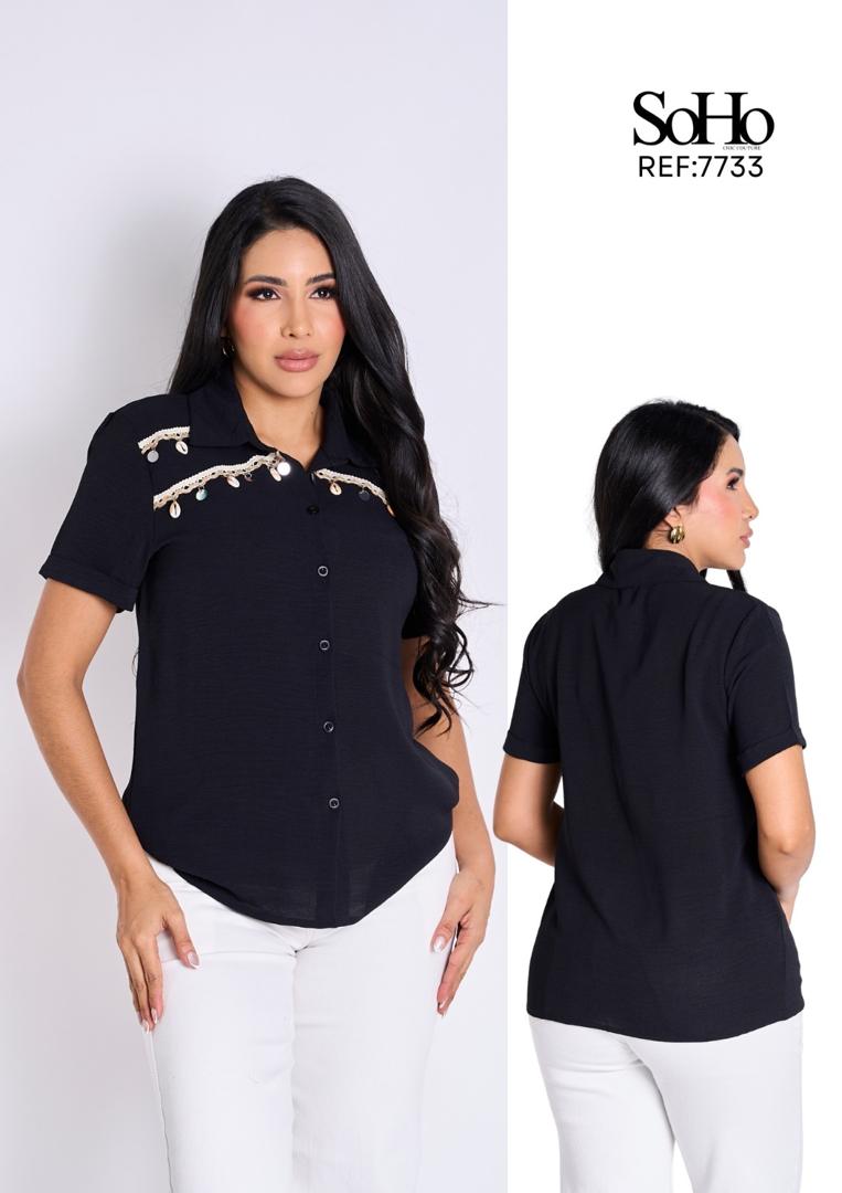 CAMISA "SOHO" BOHO SHELL TRIM PACK (BEIGE, NEGRO Y BLANCO)