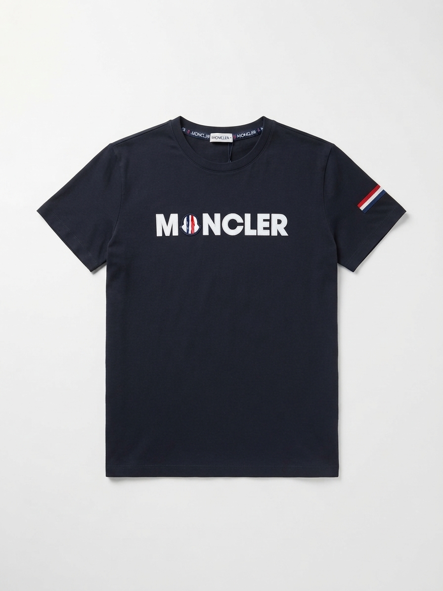 T-SHIRT "MONCLER" CLASSIC LOGO & SLEEVE STRIPE