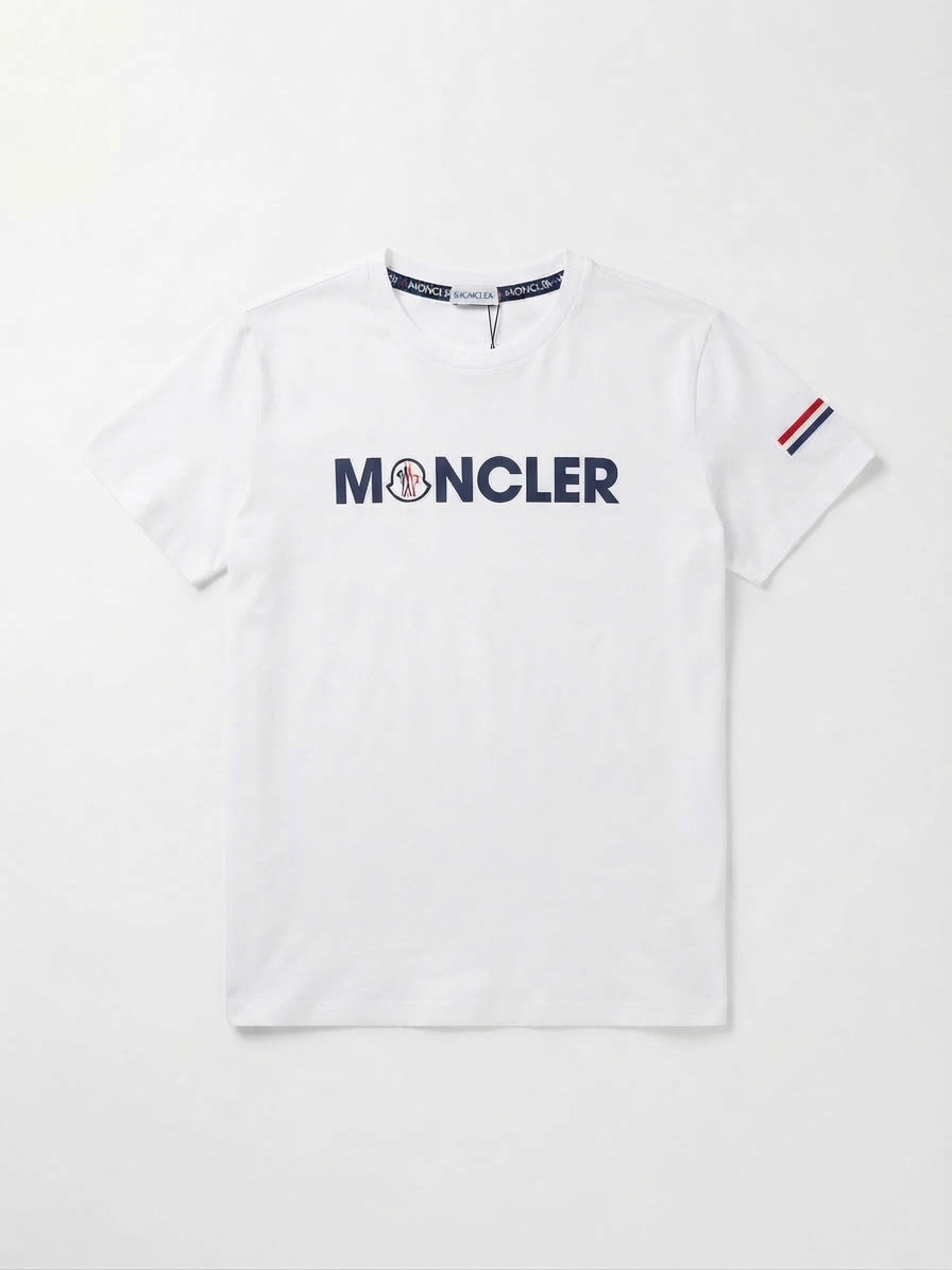 T-SHIRT "MONCLER" CLASSIC LOGO & SLEEVE STRIPE