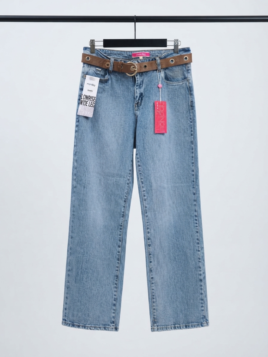 JEAN "MONDAY" LOW-RISE WIDE LEG CON CINTURON MARRÓN