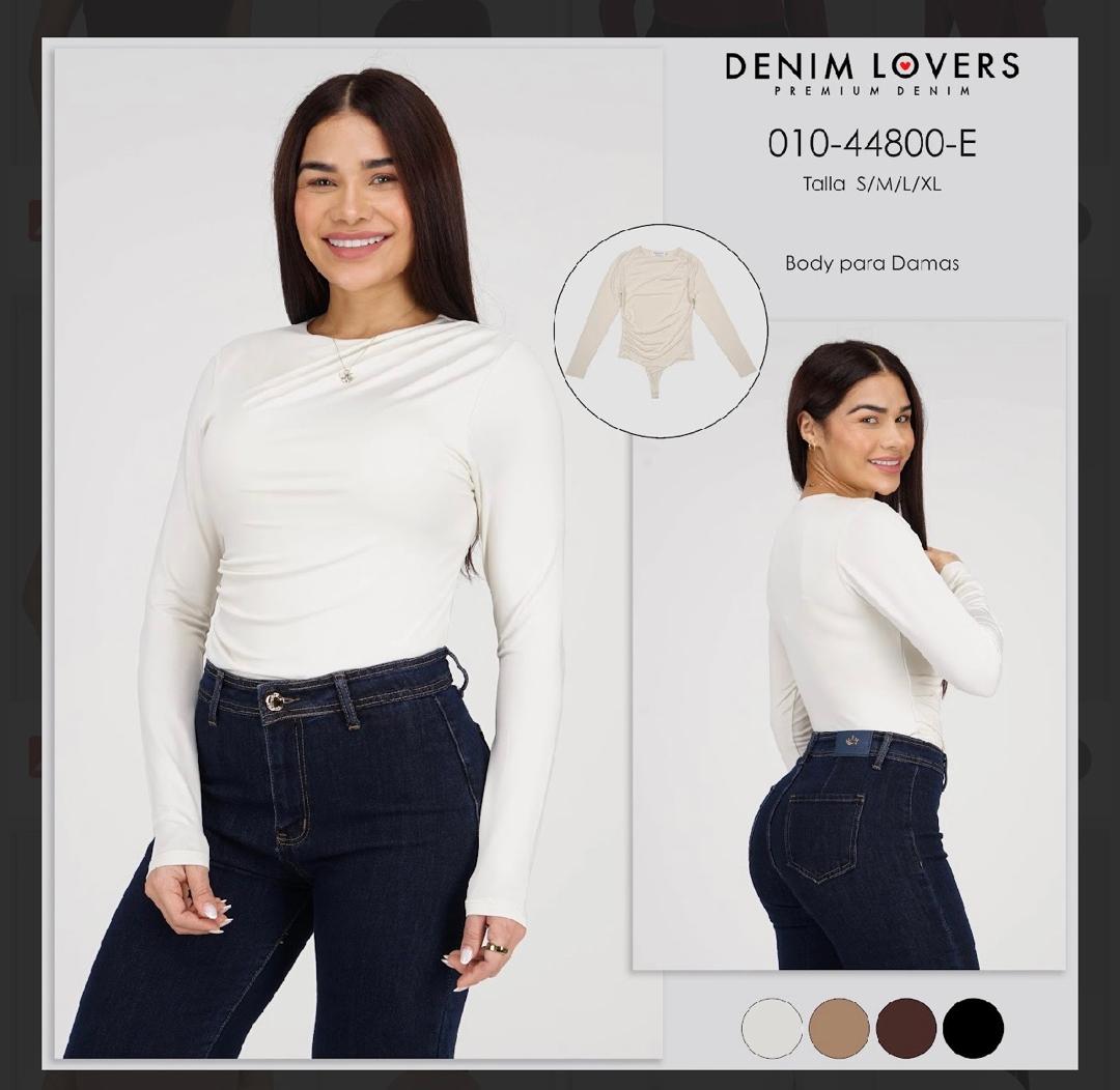 BODY DE MANGA LARGA FRUNCIDO "DENIM LOVERS" GATHERED NECKLINE COLLECTION