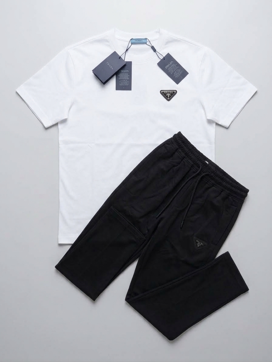 TRACKSUIT "PRADA" SHORT-SLEEVE T-SHIRT & JOGGER LUXURY CASUAL SET MULTI-COLOR PACK