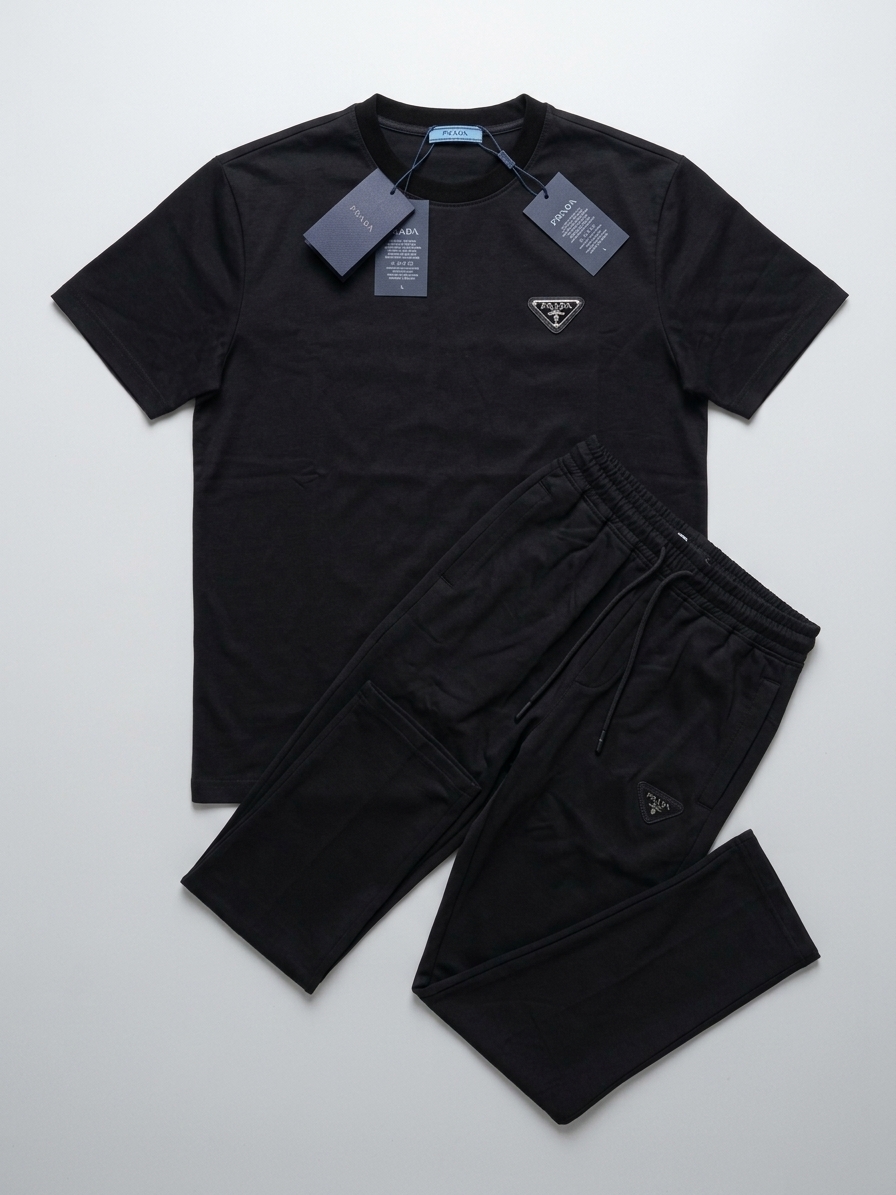TRACKSUIT "PRADA" SHORT-SLEEVE T-SHIRT & JOGGER LUXURY CASUAL SET MULTI-COLOR PACK