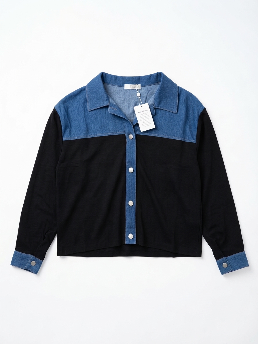 CAMISAS / BLUSAS DE MANGA LARGA "COLORBLOCK DENIM & KNIT" TWO-COLOR PACK