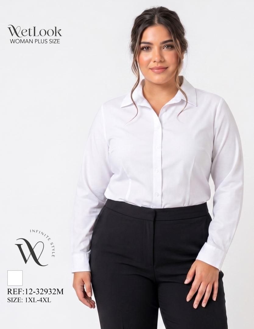 CAMISA "WETLOOK WOMAN PLUS SIZE FORMAL CLASSIC" WHITE EDITION