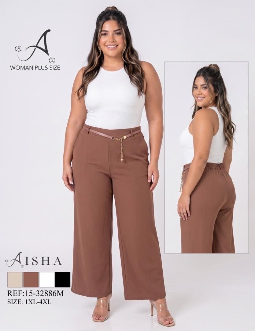 PANTALÓN "AISHA WOMAN PLUS SIZE WIDE-LEG BELTED PANTS" MULTI-COLOR PACK