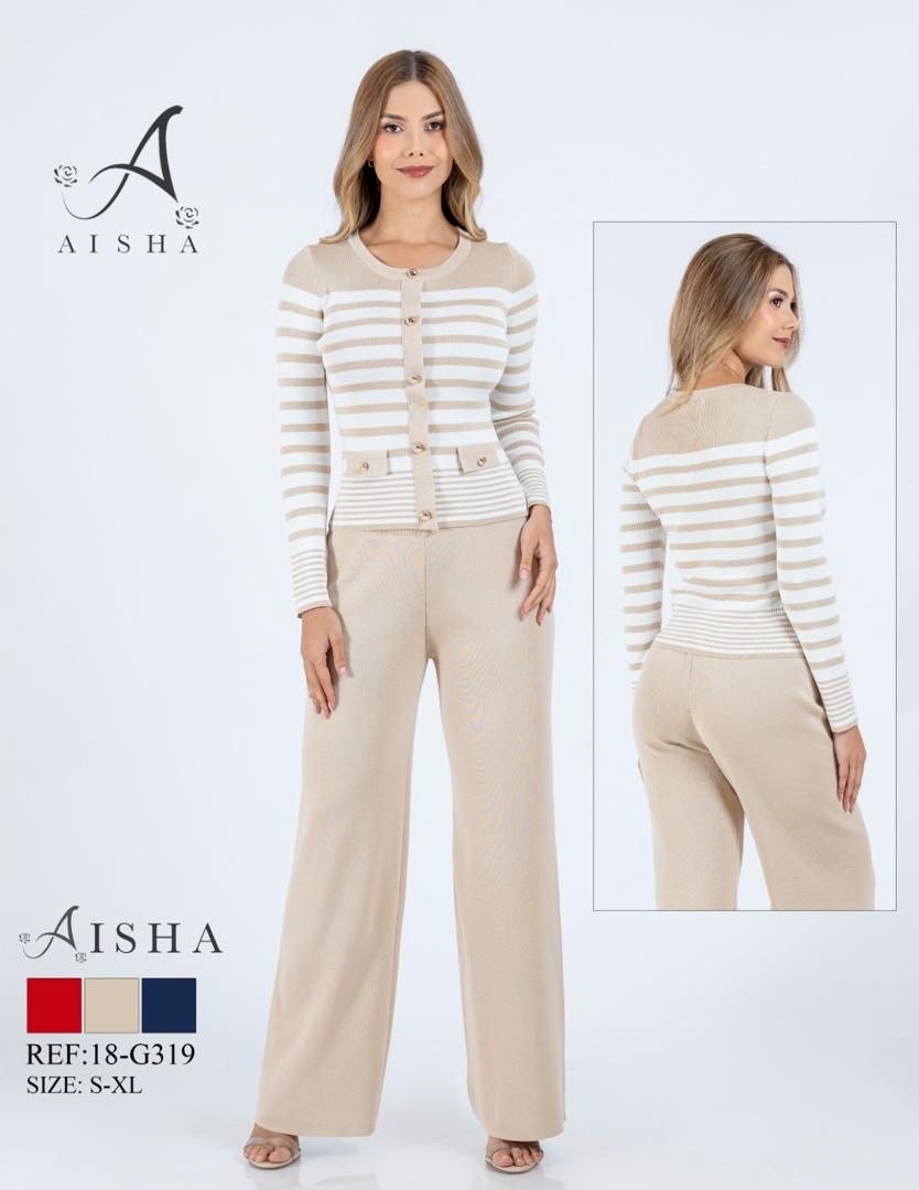 CONJUNTO "AISHA STRIPED CARDIGAN & PANTS SET" MULTI-COLOR PACK
