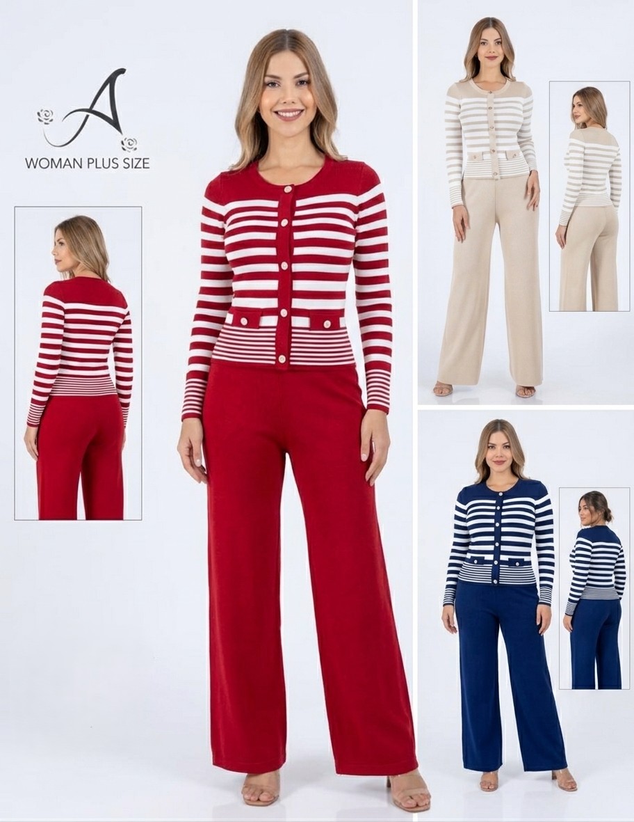 CONJUNTO "AISHA STRIPED CARDIGAN & PANTS SET" MULTI-COLOR PACK