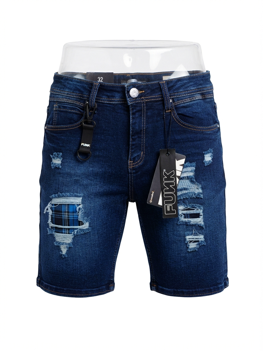 Bermuda de Mezclilla "FUNK Distressed Denim Shorts"