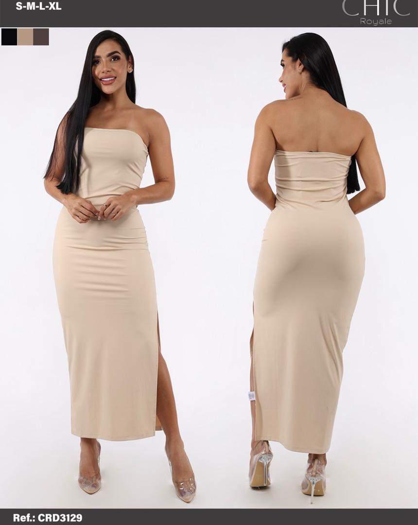 VESTIDO MIDI STRAPLESS "CHIC ROYALE VELVET"