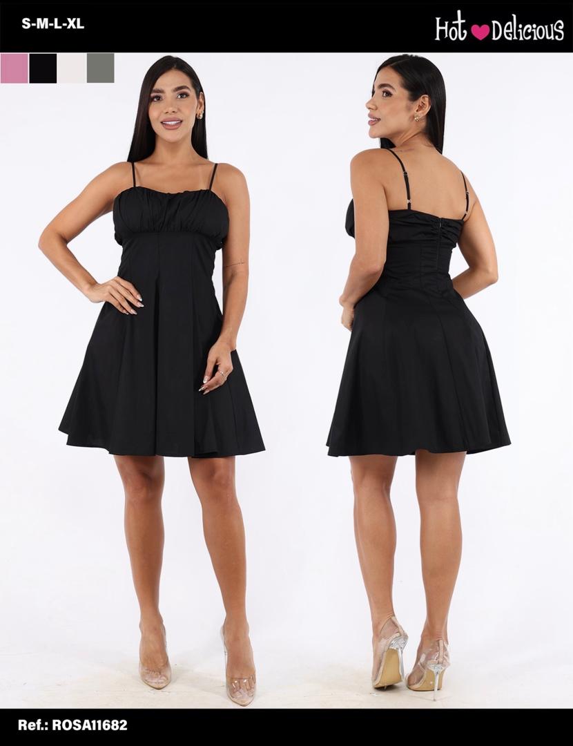VESTIDO CORTO CON TIRANTES "HOT DELICIOUS NOIR FLAIR"