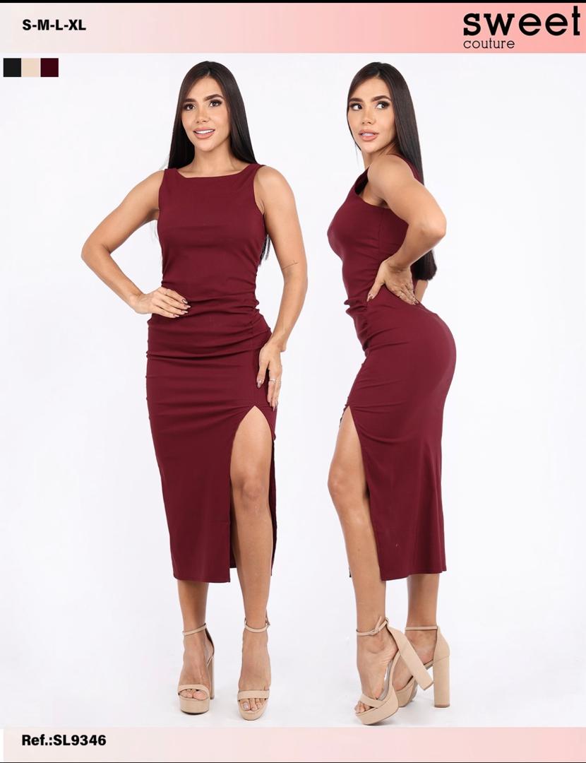 VESTIDO MIDI SIN MANGAS "SWEET COUTURE BURGUNDY"