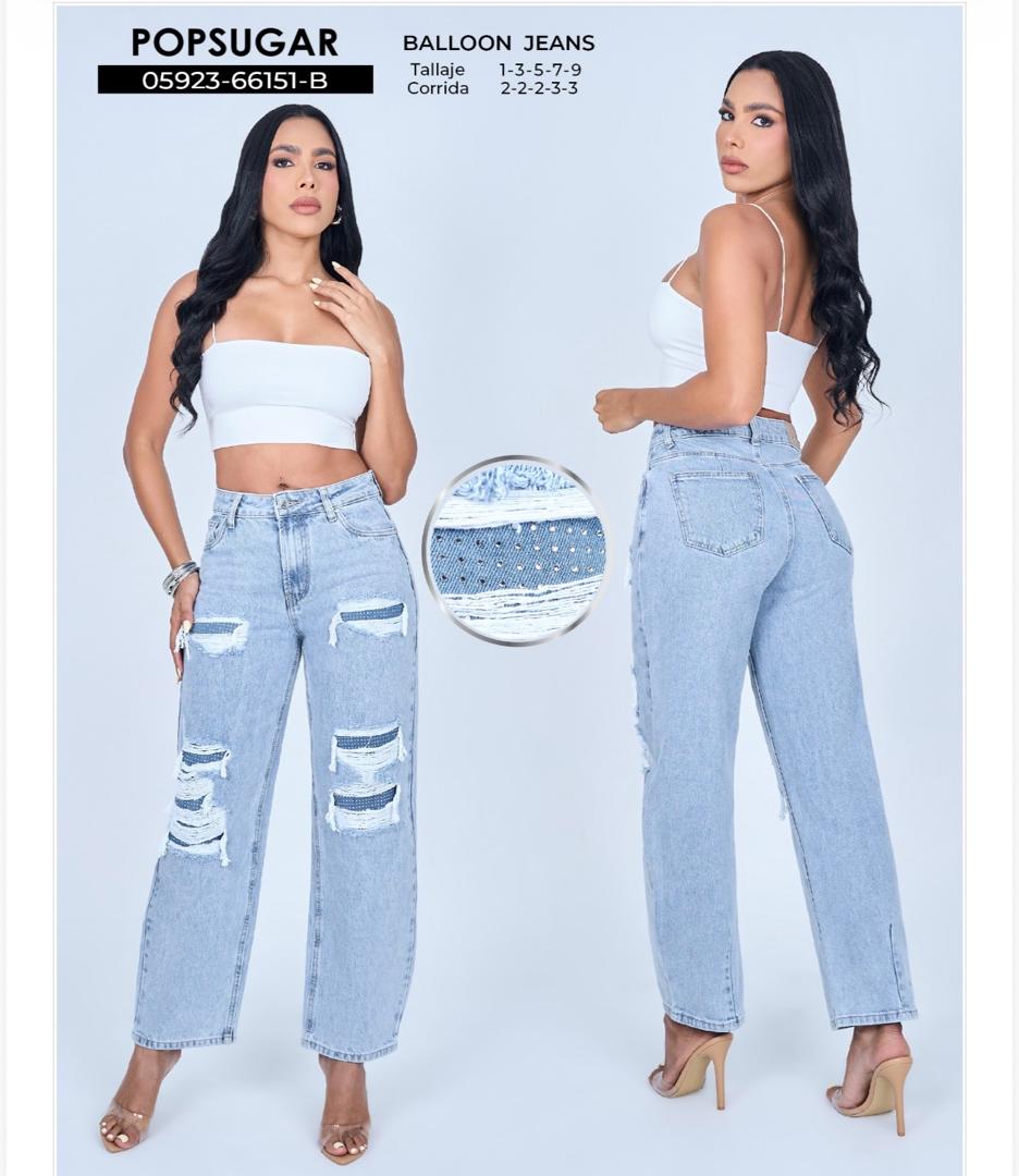 JEAN WIDE LEG "GLAM RHINESTONE" BALLOON FIT