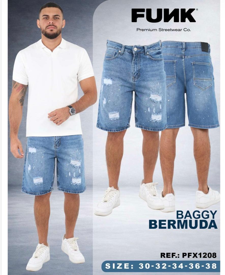 BERMUDA DENIM "PAINT SPLASH" BAGGY FIT