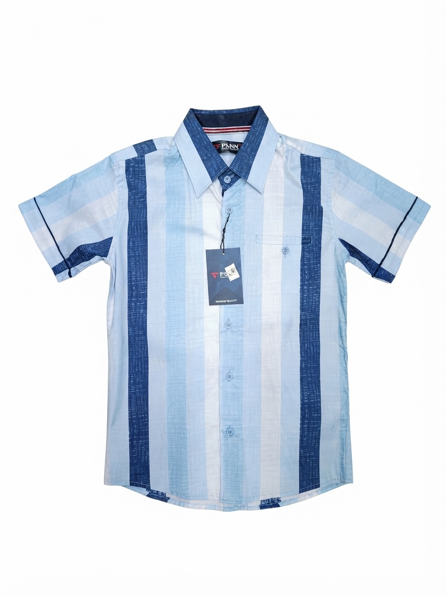 CAMISA MANGA CORTA "VERTICAL SKY STRIPES" KIDS
