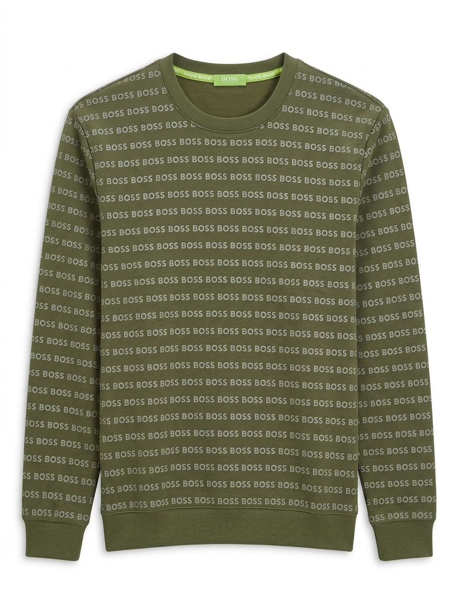SUDADERA / SUÉTER "ALL-OVER MONOGRAM LOGO" OLIVE CREWNECK