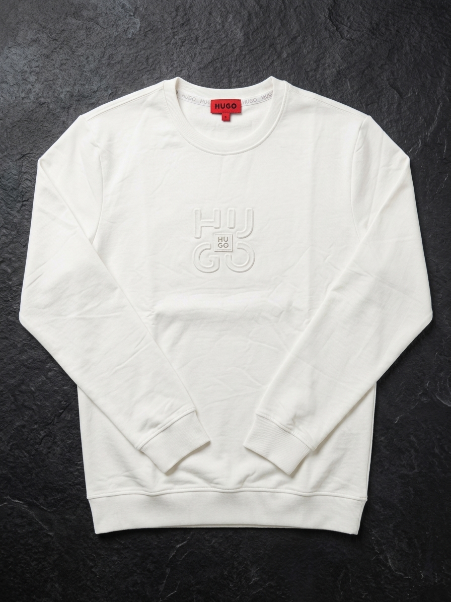 SUDADERA / SUÉTER "EMBOSSED MONOGRAM LOGO" WHITE CREWNECK