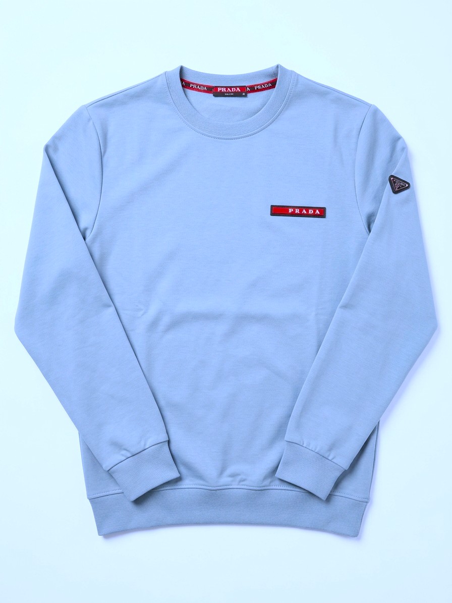 SUDADERA / SUÉTER "LINEA ROSSA RUBBER PATCH" LIGHT BLUE CREWNECK